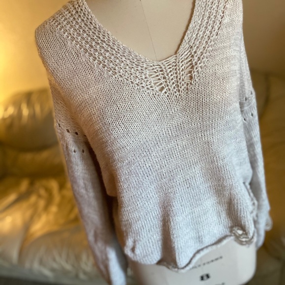 Wildfox Distressed Knit Cross Back Bell Sweater - Picture 2 of 9